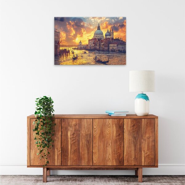 Obraz na plátně - Benátský zlatý soumrak - 120x80 cm