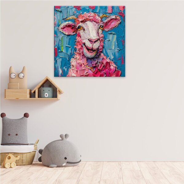 Obraz na plátně - Růžová ovečka - 80x80 cm