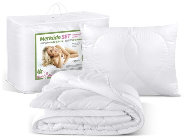 BELLATEX SET Merkado peřina a polštář Bílá 140x200, 70x90 cm