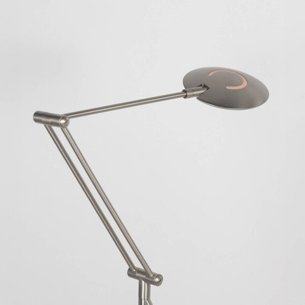 Steinhauer LED stojací lampa Zenith2, 1 žárovka, ocel, dálkové ovládání, stmívatelný, Hliník / šedá / zinek, Obývací pokoj / jídelna, kov, Moderní