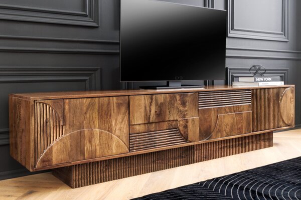Televizní stolek ART DECO II SMOKE BROWN 200 CM masiv mango Nábytek | Obývací pokoj | Televizní stolky