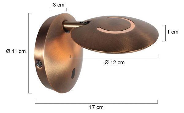 Steinhauer LED nástěnné světlo Zenith 2, bronzová, kov, zástrčka, stmívatelný, Bronz / starožitná mosaz, Obývací pokoj / jídelna, kov, Moderní, Nástěnné svítidlo
