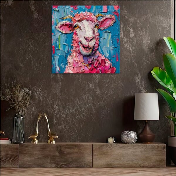 Obraz na plátně - Růžová ovečka - 80x80 cm
