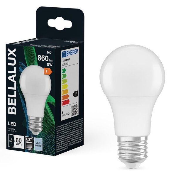Matná LED žárovka E27 8.5W CLASSIC A, studená bílá