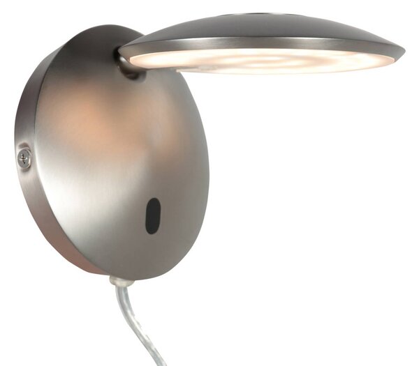 Steinhauer LED nástěnné světlo Zenith 2, ocelová barva, kov, zástrčka, stmívatelný, Hliník / šedá / zinek, Obývací pokoj / jídelna, kov, Moderní, Nástěnné svítidlo