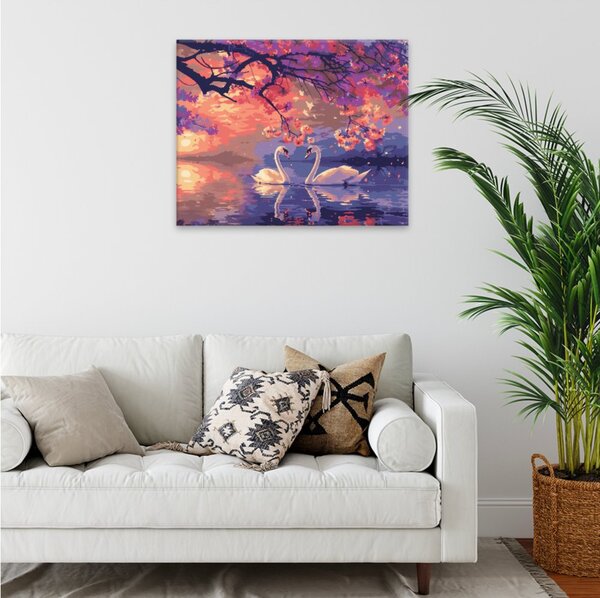 Obraz na plátně - Labutí romance - 50x40 cm - CZ výroba