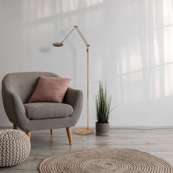 Steinhauer LED stojací lampa Zenith2, 1 žárovka, bronzová, dálkové ovládání, stmívatelný, Bronz / starožitná mosaz, Obývací pokoj / jídelna, kov, Moderní