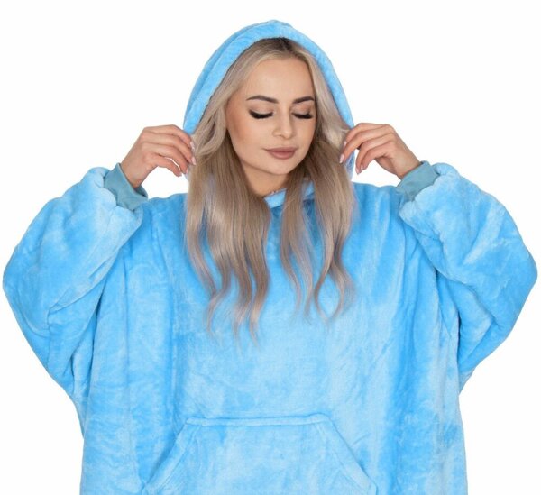 Mikinová deka oversize SPRINGOS HA7319 světle modrá