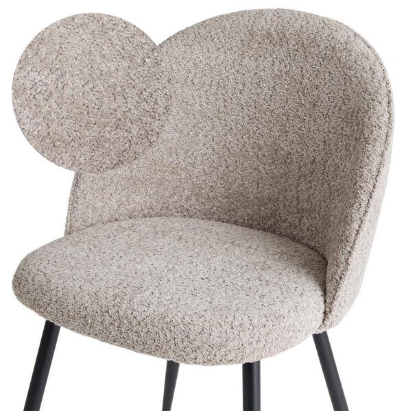 Jídelní židle s boucléovým potahem, sada 2 kusů, barva: světle šedá (soft taupe), výška sedáku 47 cm