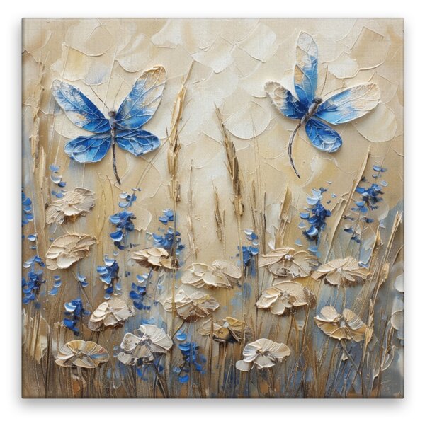 Obraz na plátně - Modrá motýlí louka - 80x80 cm