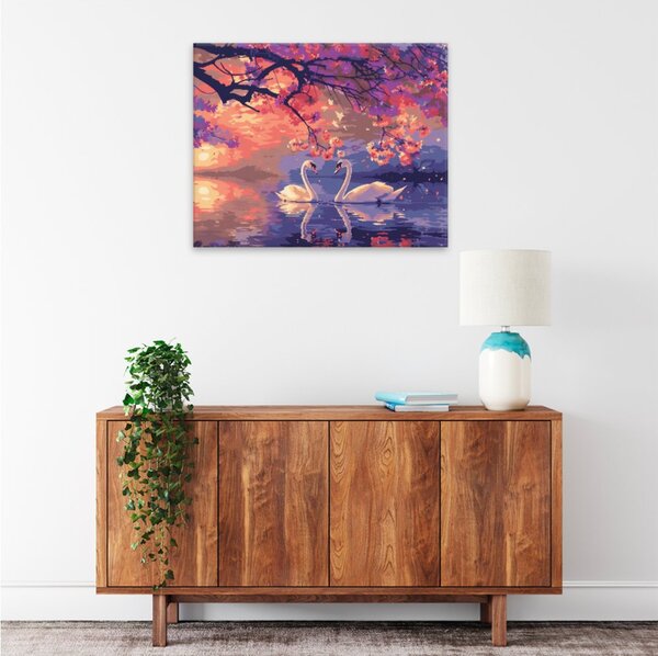 Obraz na plátně - Labutí romance - 50x40 cm - CZ výroba