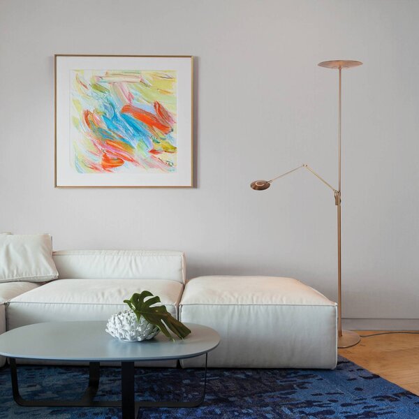 Steinhauer LED stojací lampa Zenith 2 v bronzové barvě, na čtení, dálkové, stmívatelný, Bronz / starožitná mosaz, Obývací pokoj / jídelna, kov, Moderní, Lampička na čtení