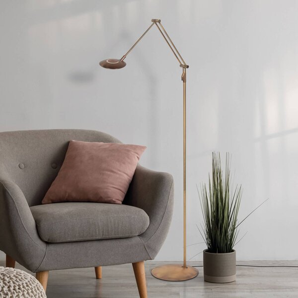 Steinhauer LED stojací lampa Zenith2, 1 žárovka, bronzová, dálkové ovládání, stmívatelný, Bronz / starožitná mosaz, Obývací pokoj / jídelna, kov, Moderní