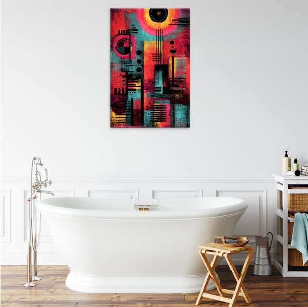 Obraz na plátně - Ohnivé slunce abstrakce - 80x120 cm