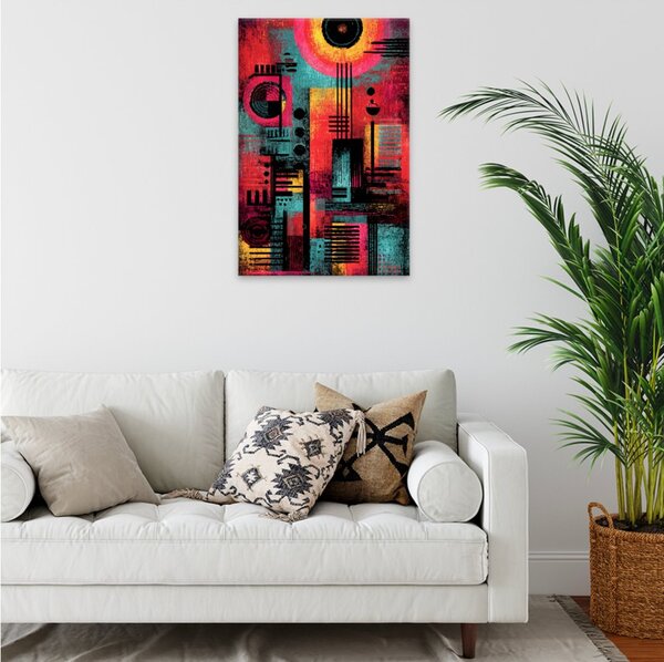 Obraz na plátně - Ohnivé slunce abstrakce - 80x120 cm