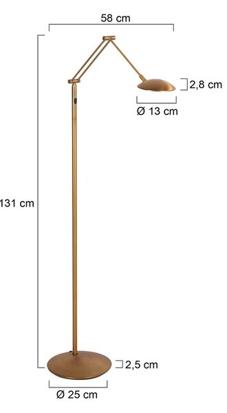Steinhauer LED stojací lampa Daphne 2, 1 žárovka, bronzová, dálkové ovládání, stmívatelný, Bronz / starožitná mosaz, Obývací pokoj / jídelna, kov, Moderní