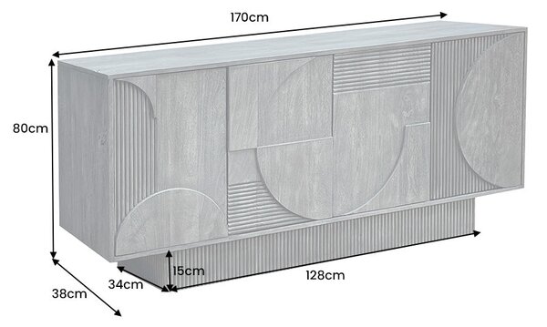 Komoda ART DECO II GREY 170 CM masiv mango Nábytek | Úložné prostory | Komody | Nízké
