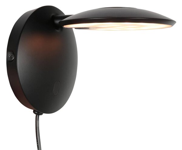 Steinhauer LED nástěnné světlo Zenith 2, černá, kov, zástrčka, stmívatelný, Černá, Obývací pokoj / jídelna, kov, Moderní, Nástěnné svítidlo