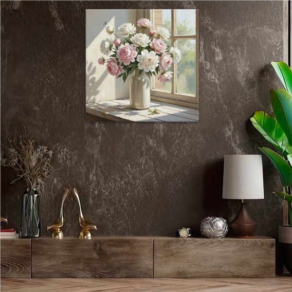 Obraz na plátně - Ranní pivoňky - 80x80 cm