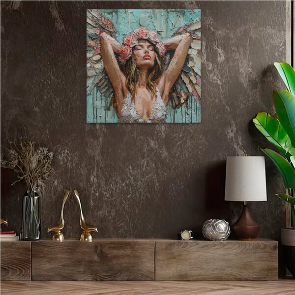 Obraz na plátně - Růžový anděl - 80x80 cm