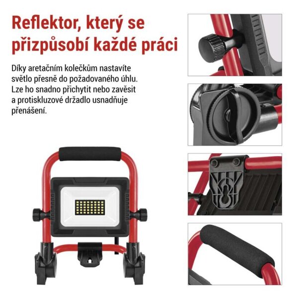 EMOS LED reflektor ELION 20W, červeno-černý, IP65, 3000 lm, neutrální bílá