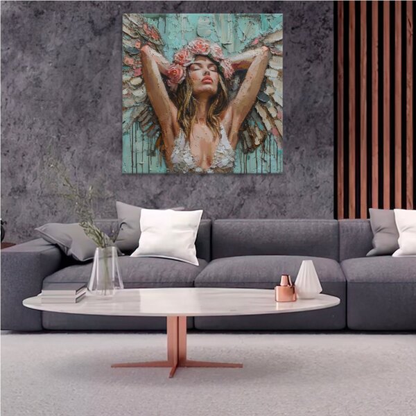 Obraz na plátně - Růžový anděl - 80x80 cm