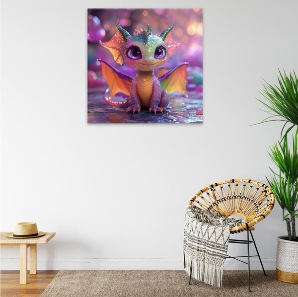 Obraz na plátně - Duhový dráček - 80x80 cm