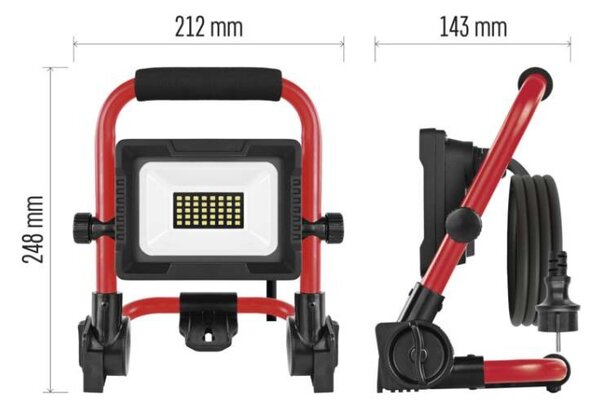EMOS LED reflektor ELION 20W, červeno-černý, IP65, 3000 lm, neutrální bílá