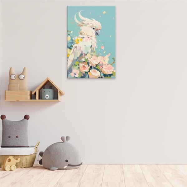 Obraz na plátně - Papoušek mezi růžemi - 80x120 cm