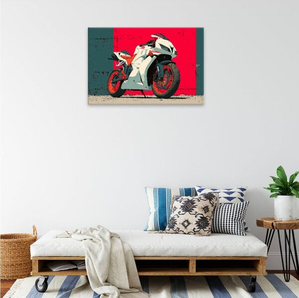 Obraz na plátně - Bílá motorka - 120x80 cm