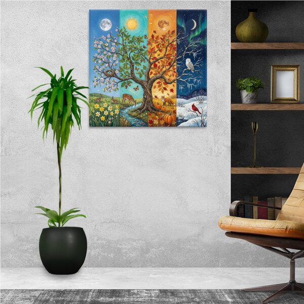 Obraz na plátně - Strom čtyř ročních období - 80x80 cm
