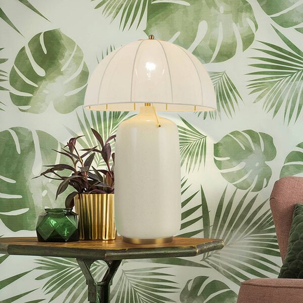 Elstead Stolní lampa Crosby, béžová, výška 70 cm, textil/kov, Mosaz / zlato, Obývací pokoj / jídelna, kov, Vintage