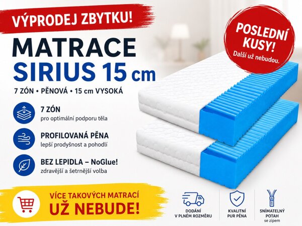 ECOMATRACE SIRIUS 15 cm pěnová 7 zónová matrace 80x200
