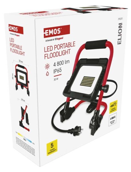 EMOS LED reflektor ELION 30W, červeno-černý, IP65, 4800 lm, neutrální bílá