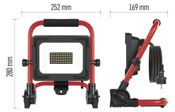 EMOS LED reflektor ELION 30W, červeno-černý, IP65, 4800 lm, neutrální bílá