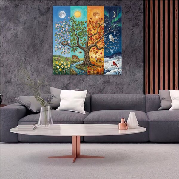 Obraz na plátně - Strom čtyř ročních období - 80x80 cm