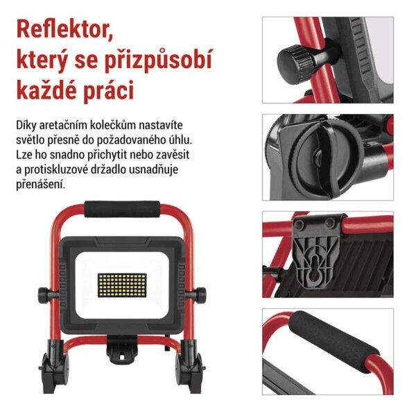 EMOS LED reflektor ELION 30W, červeno-černý, IP65, 4800 lm, neutrální bílá