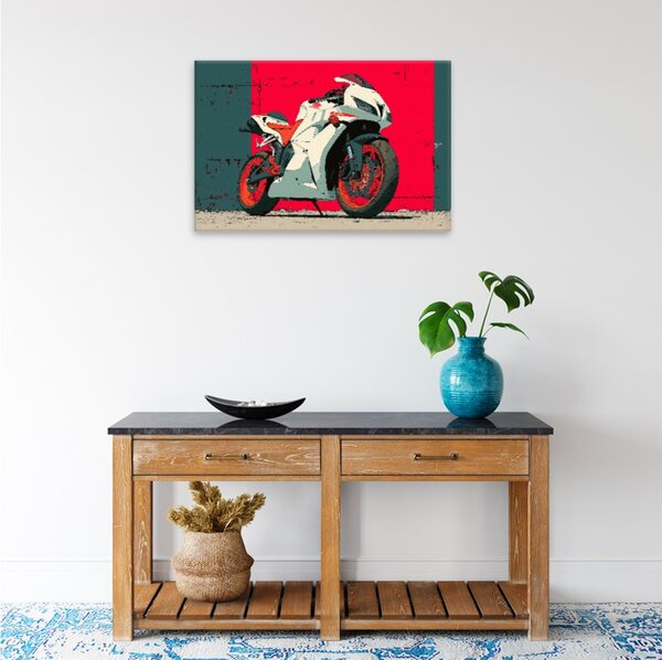 Obraz na plátně - Bílá motorka - 120x80 cm