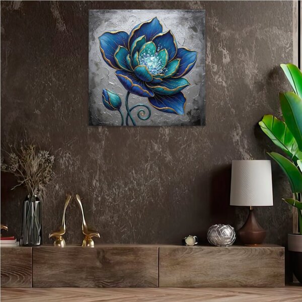 Obraz na plátně - Modrý květ harmonie - 80x80 cm