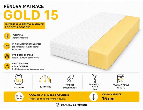 ECOMATRACE GOLD 15 univerzální pěnová matrace pro děti i dospělé 80x200