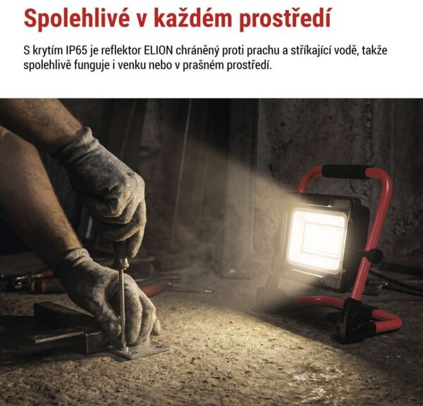 EMOS LED reflektor ELION 30W, červeno-černý, IP65, 4800 lm, neutrální bílá