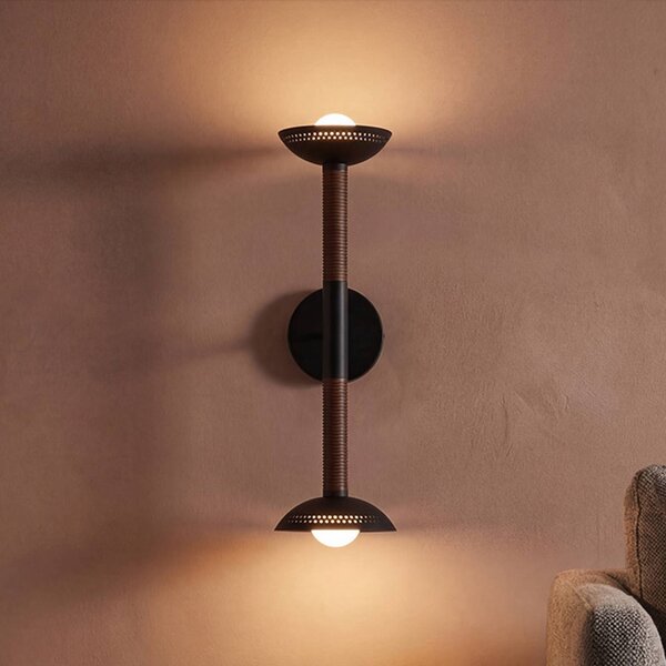 Elstead LED nástěnné světlo Arden, matná černá, výška 57 cm, 2 stmívatelné žárovky,, stmívatelný, Černá, Obývací pokoj / jídelna, Hliník, Moderní, Nástěnné svítidlo