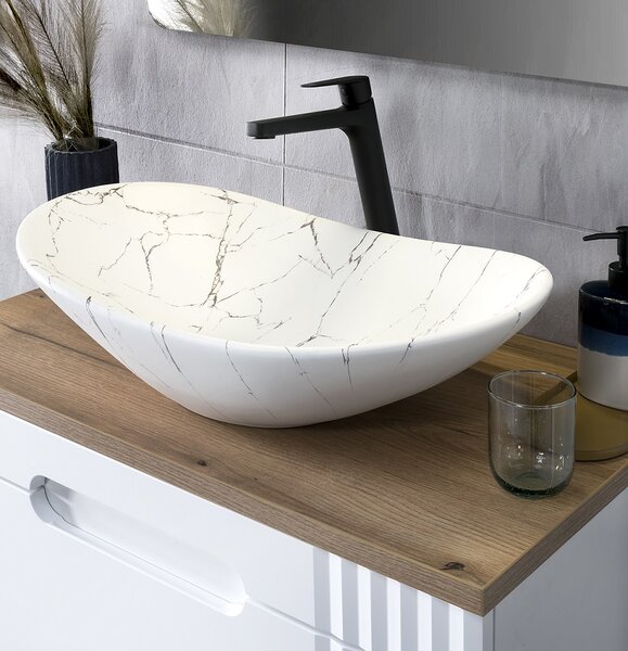 Koupelnová skříňka s umyvadlem a deskou FIJI White DU80/1 | 80 cm
