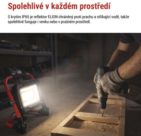 EMOS LED reflektor ELION 50W, červeno-černý, IP65, 8000 lm, neutrální bílá