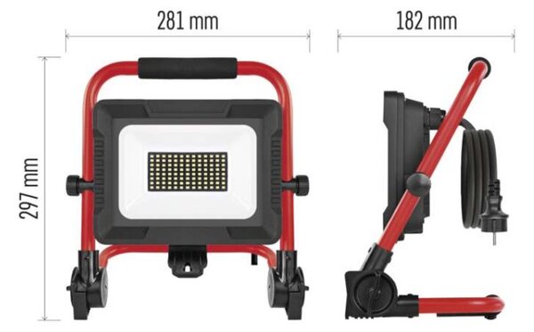 EMOS LED reflektor ELION 50W, červeno-černý, IP65, 8000 lm, neutrální bílá