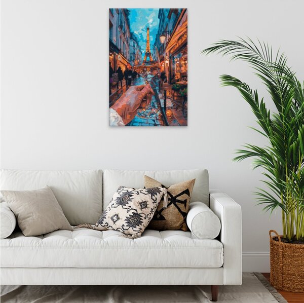 Obraz na plátně - Pařížská sklenička večer - 80x120 cm