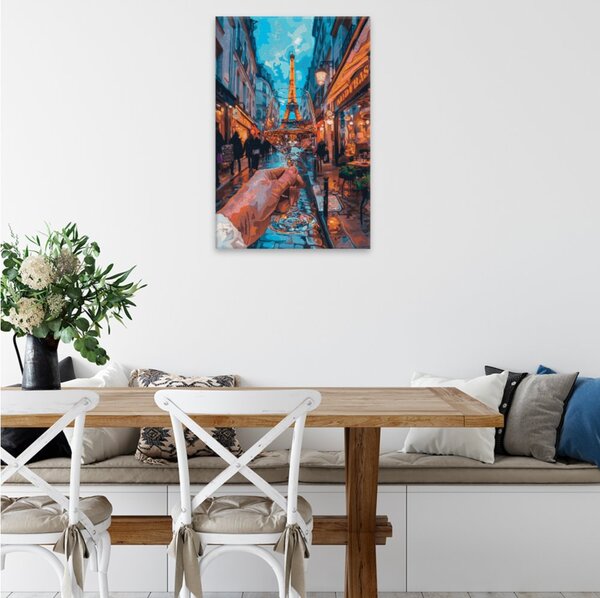 Obraz na plátně - Pařížská sklenička večer - 80x120 cm