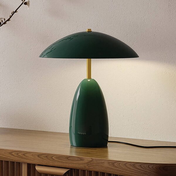 Elstead LED stolní lampa Poppy, zelená, výška 35 cm, kovová, stmívatelná, stmívatelný, Zelená, Obývací pokoj / jídelna, Hliník, Vintage