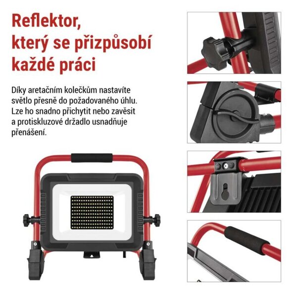 EMOS LED reflektor ELION 100W, červeno-černý, IP65, 16 000 lm, neutrální bílá