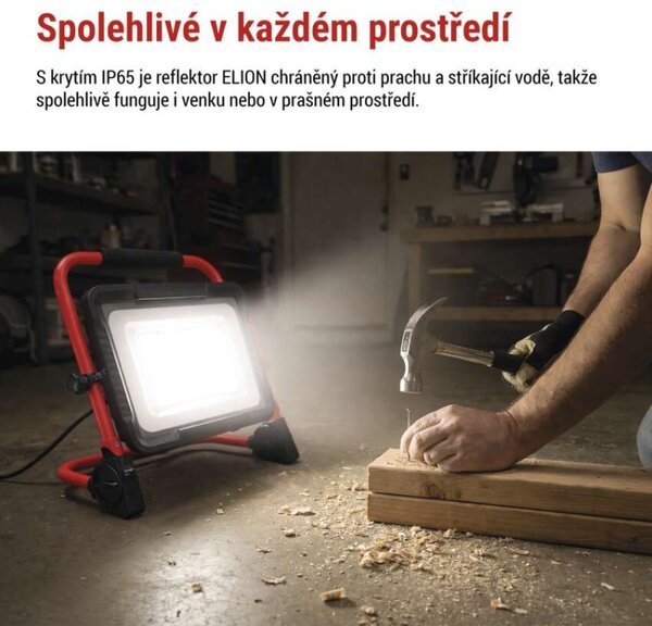 EMOS LED reflektor ELION 100W, červeno-černý, IP65, 16 000 lm, neutrální bílá